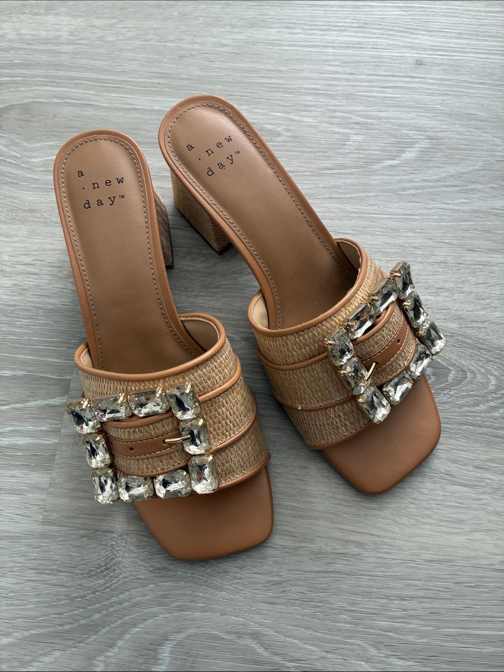 A New Day Target Raffia Mules Slides Sandals Size 8